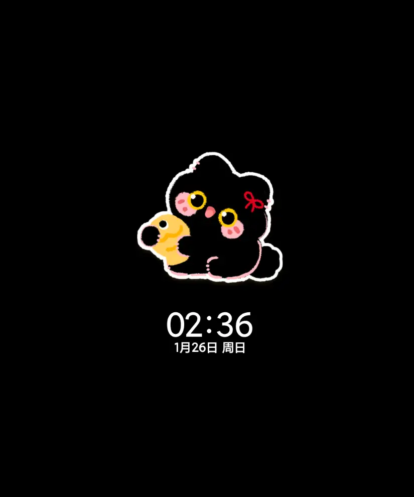 复古幸运水果小黑猫